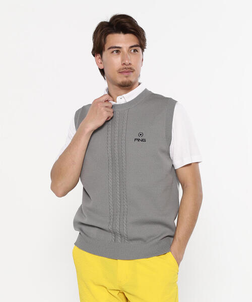 セール】【PING APPAREL】ケーブルクルーネックニットベスト