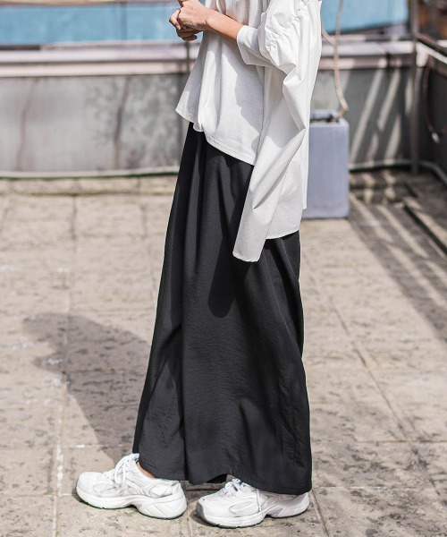 la.f…（ラエフ）の「【biyori】"楽ちんキレイ"リネン風ワイドパンツ≪洗濯機で洗える≫（その他パンツ・レディース・ベージュ/ブラック・9号）」の2枚目の写真