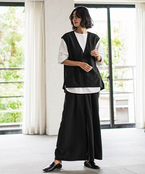 la.f…（ラエフ）の「【biyori】"楽ちんキレイ"リネン風ワイドパンツ≪洗濯機で洗える≫（その他パンツ・レディース・ベージュ/ブラック・9号）」の17枚目の写真