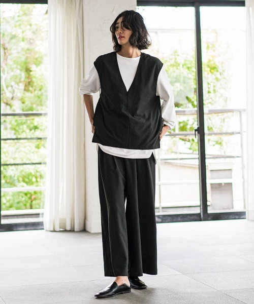 la.f…（ラエフ）の「【biyori】"楽ちんキレイ"リネン風ワイドパンツ≪洗濯機で洗える≫（その他パンツ・レディース・ベージュ/ブラック・9号）」の18枚目の写真