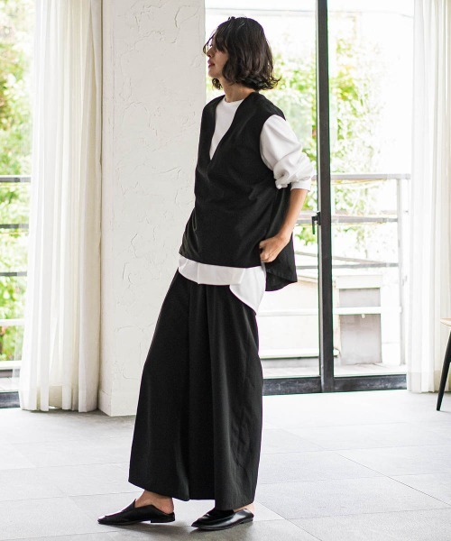 la.f…（ラエフ）の「【biyori】"楽ちんキレイ"リネン風ワイドパンツ≪洗濯機で洗える≫（その他パンツ・レディース・ベージュ/ブラック・9号）」の19枚目の写真