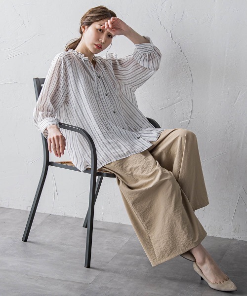 la.f…（ラエフ）の「【biyori】"楽ちんキレイ"リネン風ワイドパンツ≪洗濯機で洗える≫（その他パンツ・レディース・ベージュ/ブラック・9号）」の20枚目の写真