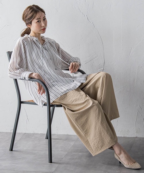 la.f…（ラエフ）の「【biyori】"楽ちんキレイ"リネン風ワイドパンツ≪洗濯機で洗える≫（その他パンツ・レディース・ベージュ/ブラック・9号）」の22枚目の写真