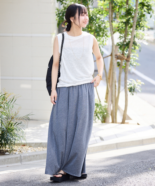 SLOBE IENA(スローブイエナ)の「《追加》スラブ天竺ノースリーブTEE(Tシャツ/カットソー・レディース・ネイビー/ホワイト/スカイブルー/オレンジ系その他/ベージュ・FREE)」の11枚目の写真