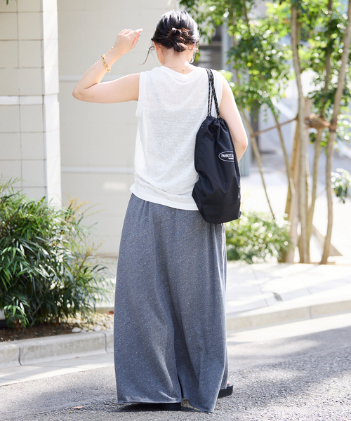 SLOBE IENA(スローブイエナ)の「《追加》スラブ天竺ノースリーブTEE(Tシャツ/カットソー・レディース・ネイビー/ホワイト/スカイブルー/オレンジ系その他/ベージュ・FREE)」の12枚目の写真