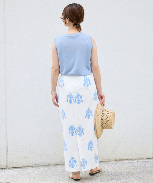 SLOBE IENA(スローブイエナ)の「《追加》スラブ天竺ノースリーブTEE(Tシャツ/カットソー・レディース・ネイビー/ホワイト/スカイブルー/オレンジ系その他/ベージュ・FREE)」の18枚目の写真