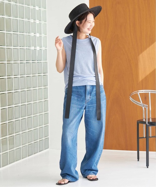 SLOBE IENA(スローブイエナ)の「《追加》スラブ天竺ノースリーブTEE(Tシャツ/カットソー・レディース・ネイビー/ホワイト/スカイブルー/オレンジ系その他/ベージュ・FREE)」の20枚目の写真