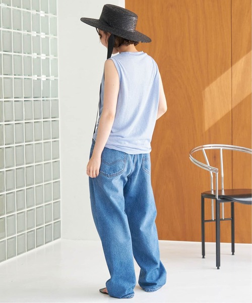 SLOBE IENA(スローブイエナ)の「《追加》スラブ天竺ノースリーブTEE(Tシャツ/カットソー・レディース・ネイビー/ホワイト/スカイブルー/オレンジ系その他/ベージュ・FREE)」の21枚目の写真