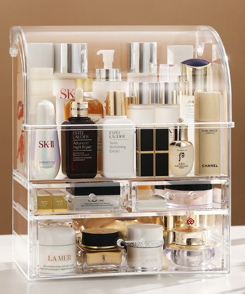引き出し付き大容量クリアメイク収納ケース（収納グッズ）｜IRADOWL