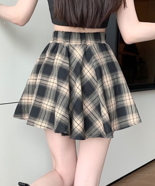 Teem Store(チームストア)の「チェックフレア 腰巻き風デザイン ミニスカート(スカート・レディース・ホワイト/ベージュ/レッド・S/M)」の13枚目の写真