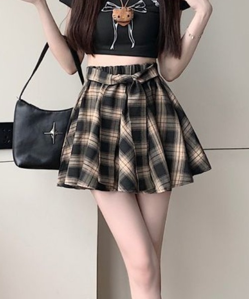 Teem Store(チームストア)の「チェックフレア 腰巻き風デザイン ミニスカート(スカート・レディース・ホワイト/ベージュ/レッド・S/M)」の14枚目の写真