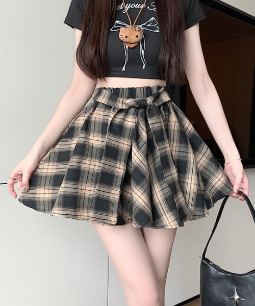 Teem Store(チームストア)の「チェックフレア 腰巻き風デザイン ミニスカート(スカート・レディース・ホワイト/ベージュ/レッド・S/M)」の18枚目の写真