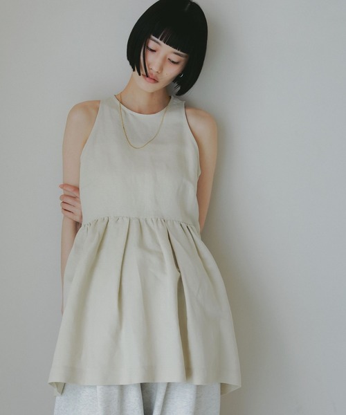 KAPITAL　ノースリーブ　チュニック　リネン コットンリネン平織 ノースリーブチュニック – PRISTINE