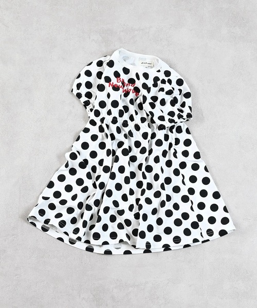 LSP WOW(エルエスピーワオ)の「【LSP WOW!】総柄カットソーワンピース(ワンピース・キッズ・オフホワイト/ピンク/グリーン/ベージュ/ライトブルー・90/100/110/120/80/130)」の2枚目の写真