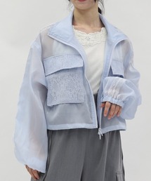 極美品⭐︎ユキトリイ　レース　ブルゾン　ジャケット　近年モデル　青 ブルゾン（ブルー・ネイビー/青色系・レース）ファッション通販