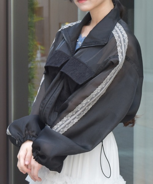 axes femme(アクシーズファム)の「シアートラックジャケット(ブルゾン・レディース・ピンク/ブラック/ホワイト/サックスブルー・FREE)」の5枚目の写真