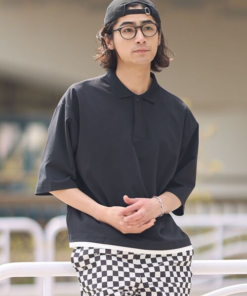 CRAFT STANDARD BOUTIQUE(クラフトスタンダードブティック)の「接触冷感/速乾/UVカット レイヤードポロシャツ(ポロシャツ・メンズ・チャコールグレー/ブラック/ベージュ・XL/L/M)」の2枚目の写真