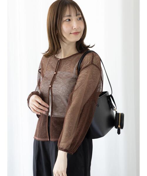 Te chichi TERRASSE（テチチテラス）の「シアーストライプトップス（その他トップス・レディース・ブラウン/ブラック/オフホワイト・F）」の4枚目の写真