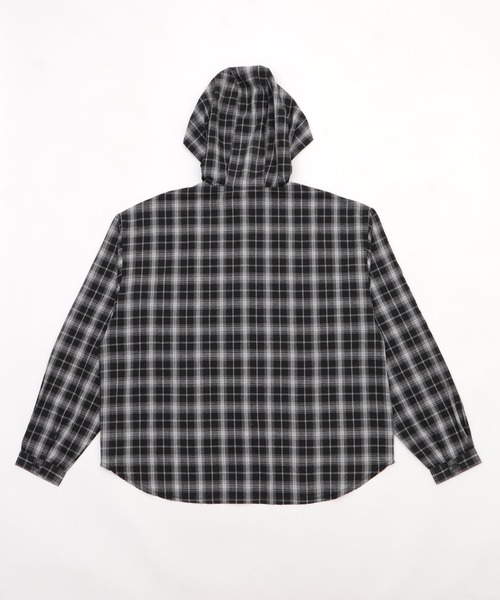 Figments(フィグメンツ)の「フーデッドオーバーチェックシャツ(シャツ/ブラウス・レディース・ブラック・FREE)」の8枚目の写真