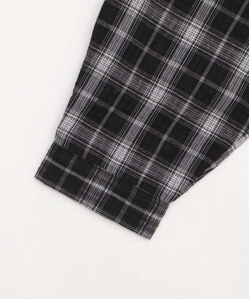 Figments(フィグメンツ)の「フーデッドオーバーチェックシャツ(シャツ/ブラウス・レディース・ブラック・FREE)」の10枚目の写真