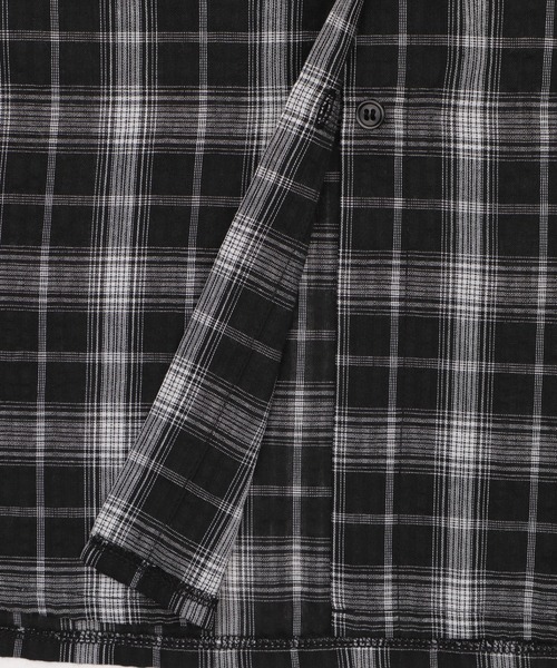 Figments(フィグメンツ)の「フーデッドオーバーチェックシャツ(シャツ/ブラウス・レディース・ブラック・FREE)」の11枚目の写真