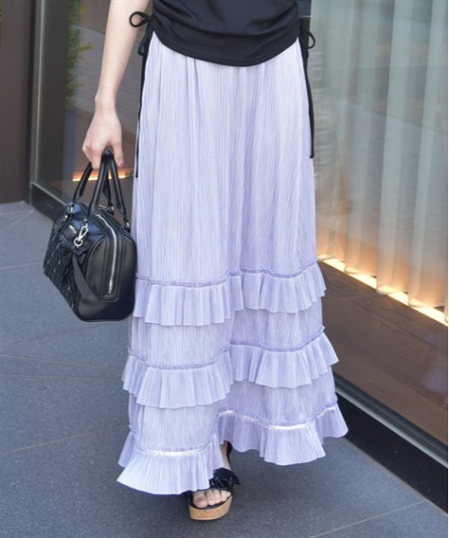 axes femme（アクシーズファム）の「カットプリーツフリルスカート（スカート・レディース・ブラック/グレー/ラベンダー・FREE）」の2枚目の写真