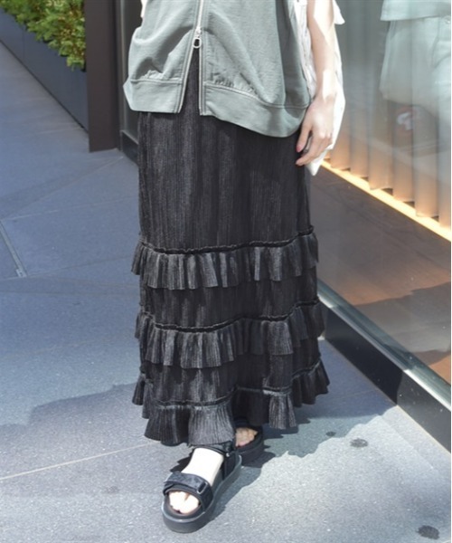 axes femme（アクシーズファム）の「カットプリーツフリルスカート（スカート・レディース・ブラック/グレー/ラベンダー・FREE）」の3枚目の写真