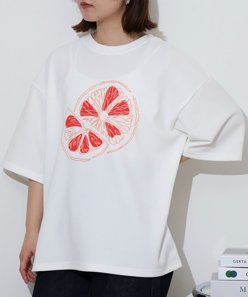 ATELANE(アテレーン)の「ATELANE 梨地/アソート半袖Tシャツ/刺繍デザイン/切替デザイン(Tシャツ/カットソー・メンズ・グリーン/ホワイト系その他/ホワイト系その他3/ブラック系その他/ホワイト系その他2/ブラック系その他2/ブラック系その他3/ブラック・L/M)」の2枚目の写真