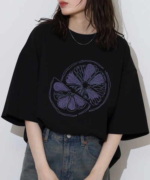 ATELANE(アテレーン)の「ATELANE 梨地/アソート半袖Tシャツ/刺繍デザイン/切替デザイン(Tシャツ/カットソー・メンズ・グリーン/ホワイト系その他/ホワイト系その他3/ブラック系その他/ホワイト系その他2/ブラック系その他2/ブラック系その他3/ブラック・L/M)」の5枚目の写真