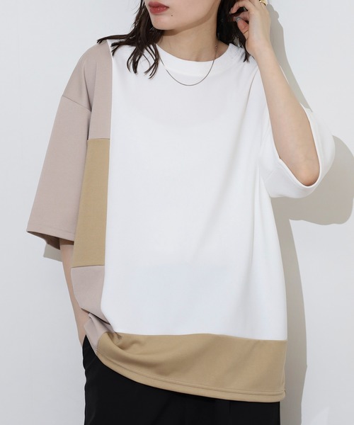 ATELANE(アテレーン)の「ATELANE 梨地/アソート半袖Tシャツ/刺繍デザイン/切替デザイン(Tシャツ/カットソー・メンズ・グリーン/ホワイト系その他/ホワイト系その他3/ブラック系その他/ホワイト系その他2/ブラック系その他2/ブラック系その他3/ブラック・L/M)」の3枚目の写真