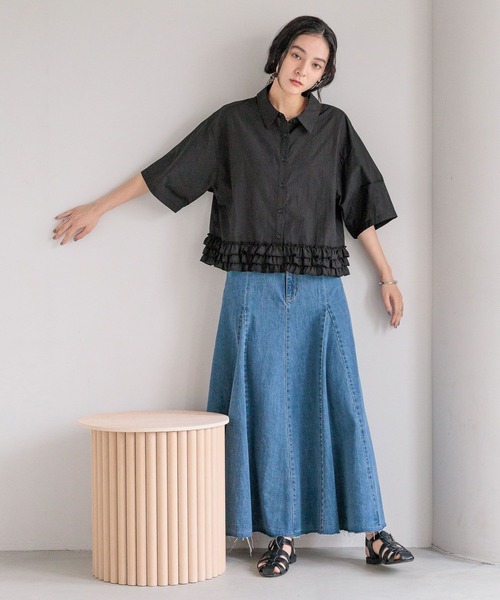 LOWRYS FARM(ローリーズファーム)の「デニムフレアスカート 495442(スカート・レディース・ブルー/ブラック・MEDIUM/LARGE)」の22枚目の写真