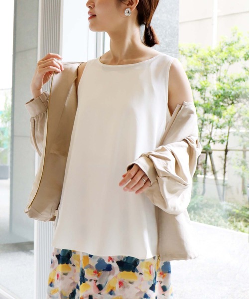 Jines（ジネス）の「デシンタンクトップブラウス（シャツ/ブラウス・レディース・ブラック/ホワイト・38）」の5枚目の写真