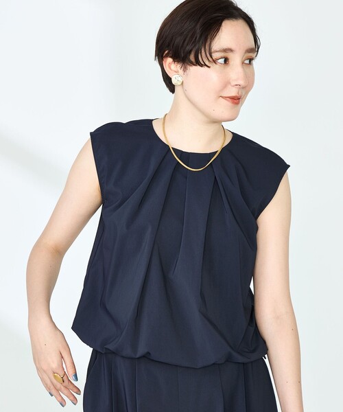 NOLLEY’S（ノーリーズ）の「《セットアップ対応》撥水ストレッチタフタタックブラウス（シャツ/ブラウス・レディース・ネイビー/ライトブルー/ホワイト・38）」の21枚目の写真