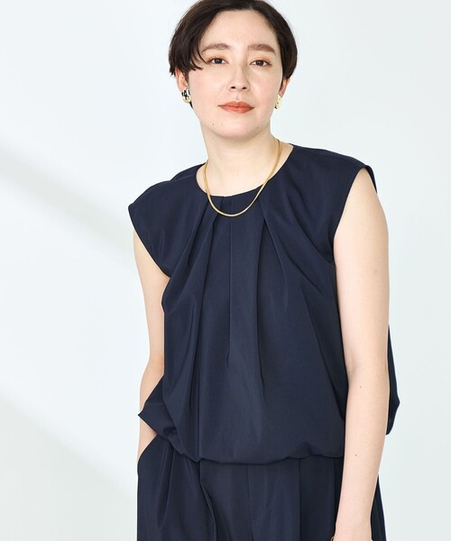 NOLLEY’S（ノーリーズ）の「《セットアップ対応》撥水ストレッチタフタタックブラウス（シャツ/ブラウス・レディース・ネイビー/ライトブルー/ホワイト・38）」の22枚目の写真