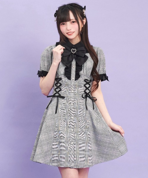 Secret Honey(シークレットハニー)の「ウエストレースアップ半袖ワンピース(ワンピース・レディース・ブルー/ピンク/ブラック・MEDIUM)」の16枚目の写真