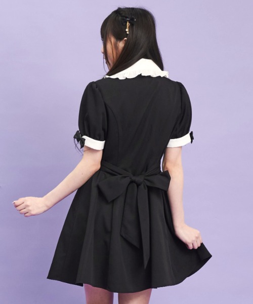 Secret Honey(シークレットハニー)の「ウエストレースアップ半袖ワンピース(ワンピース・レディース・ブルー/ピンク/ブラック・MEDIUM)」の5枚目の写真