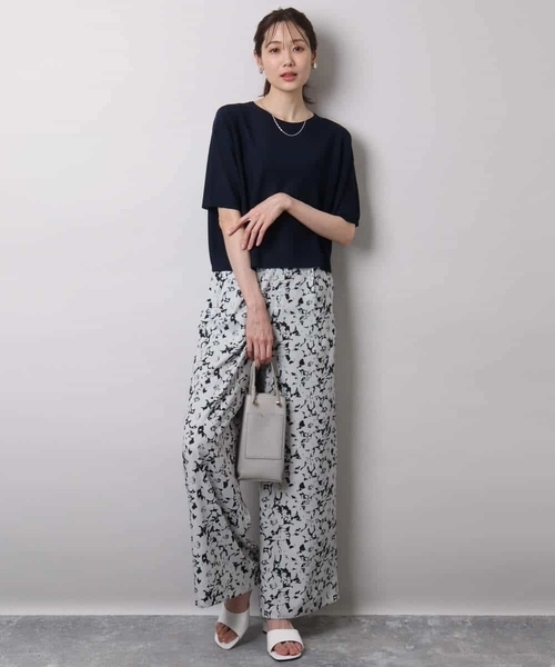 MK MICHEL KLEIN(エムケーミッシェルクラン)の「フラワー柄ワイドパンツ/洗える(その他パンツ・レディース・ブラック/カーキ・38)」の20枚目の写真
