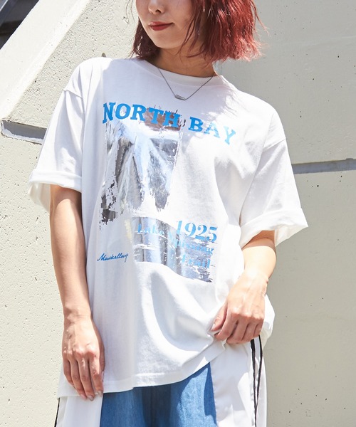 SUGAR ROSE グラフィックTシャツ ホワイト セール】21/-OE天竺箔プリントロゴTシャツ（Tシャツ/カットソー