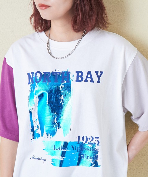 セール】21/-OE天竺箔プリントロゴTシャツ（Tシャツ/カットソー