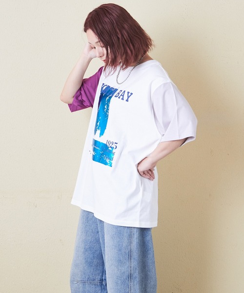 セール】21/-OE天竺箔プリントロゴTシャツ（Tシャツ/カットソー