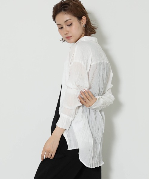 ブラウス シャツ ワッシャー楊柳シャツ レディース セール】ワッシャー楊柳シャツ（シャツ/ブラウス）｜Gready
