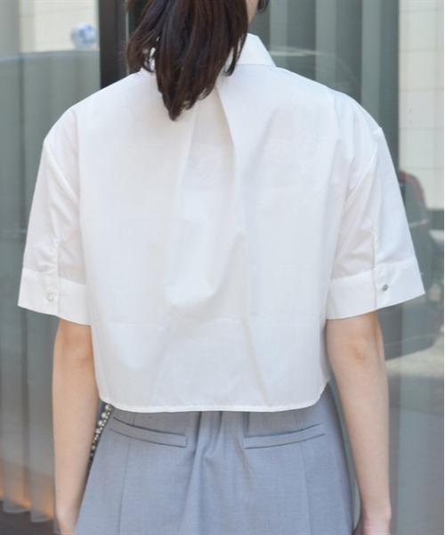 axes femme（アクシーズファム）の「ハトメ使タブショートシャツ（シャツ/ブラウス・レディース・ホワイト/ブラック/ブルーグリーン・FREE）」の6枚目の写真