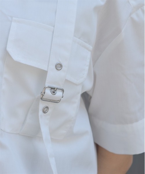 axes femme（アクシーズファム）の「ハトメ使タブショートシャツ（シャツ/ブラウス・レディース・ホワイト/ブラック/ブルーグリーン・FREE）」の8枚目の写真