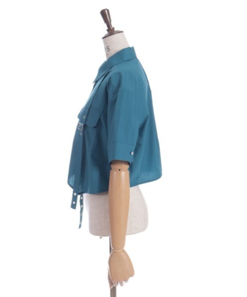 axes femme（アクシーズファム）の「ハトメ使タブショートシャツ（シャツ/ブラウス・レディース・ホワイト/ブラック/ブルーグリーン・FREE）」の15枚目の写真