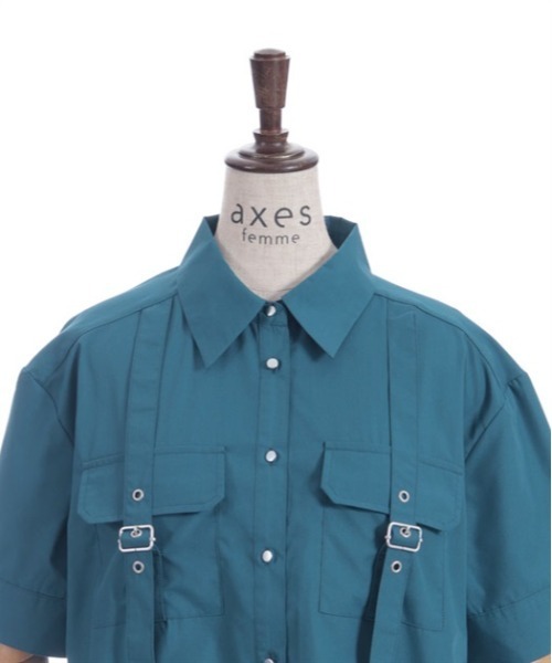 axes femme（アクシーズファム）の「ハトメ使タブショートシャツ（シャツ/ブラウス・レディース・ホワイト/ブラック/ブルーグリーン・FREE）」の17枚目の写真