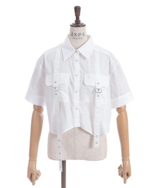 axes femme（アクシーズファム）の「ハトメ使タブショートシャツ（シャツ/ブラウス・レディース・ホワイト/ブラック/ブルーグリーン・FREE）」の22枚目の写真