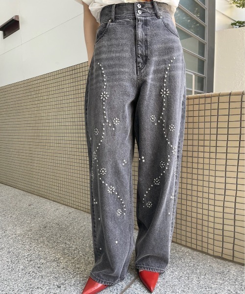 パンツ STUDS DETAIL STRAIGHT DENIM PANTS STUDS DETAIL STRAIGHT DENIM PANTS（デニムパンツ）｜Ameri