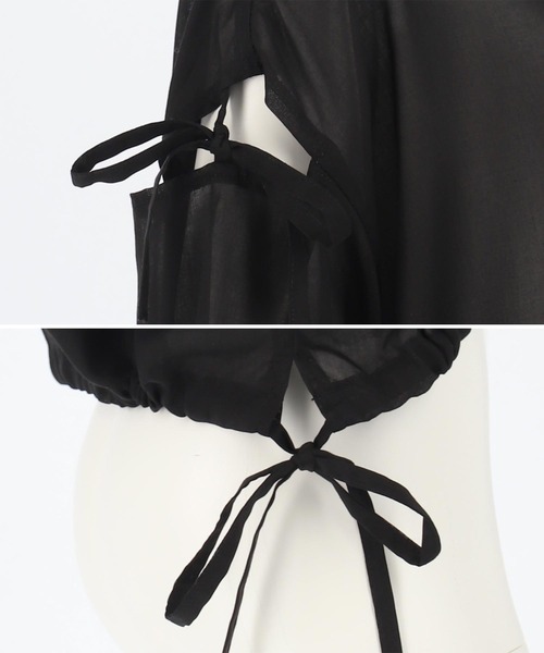 ANAP GｉRL（アナップガール）の「肩リボン シアー デザイン シャツ【キッズお揃い】（シャツ/ブラウス・キッズ・ホワイト/スミクロ/ラベンダー/ベージュ/ブラック×ホワイト・M/S/XS）」の13枚目の写真
