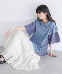 somari imagination | 『コットンレース切り替えポロカットソー』(ポロシャツ)