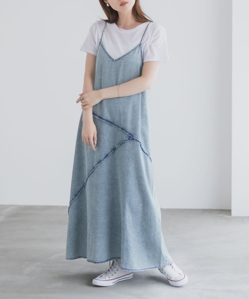NAVY（ネイビー）の「nAvy 毎日はきたくなるデニム「マイデニ」 イージーキャミワンピース（ワンピース・レディース・ブルー系その他/ケミカルウォッシュ・S/M/L）」の3枚目の写真